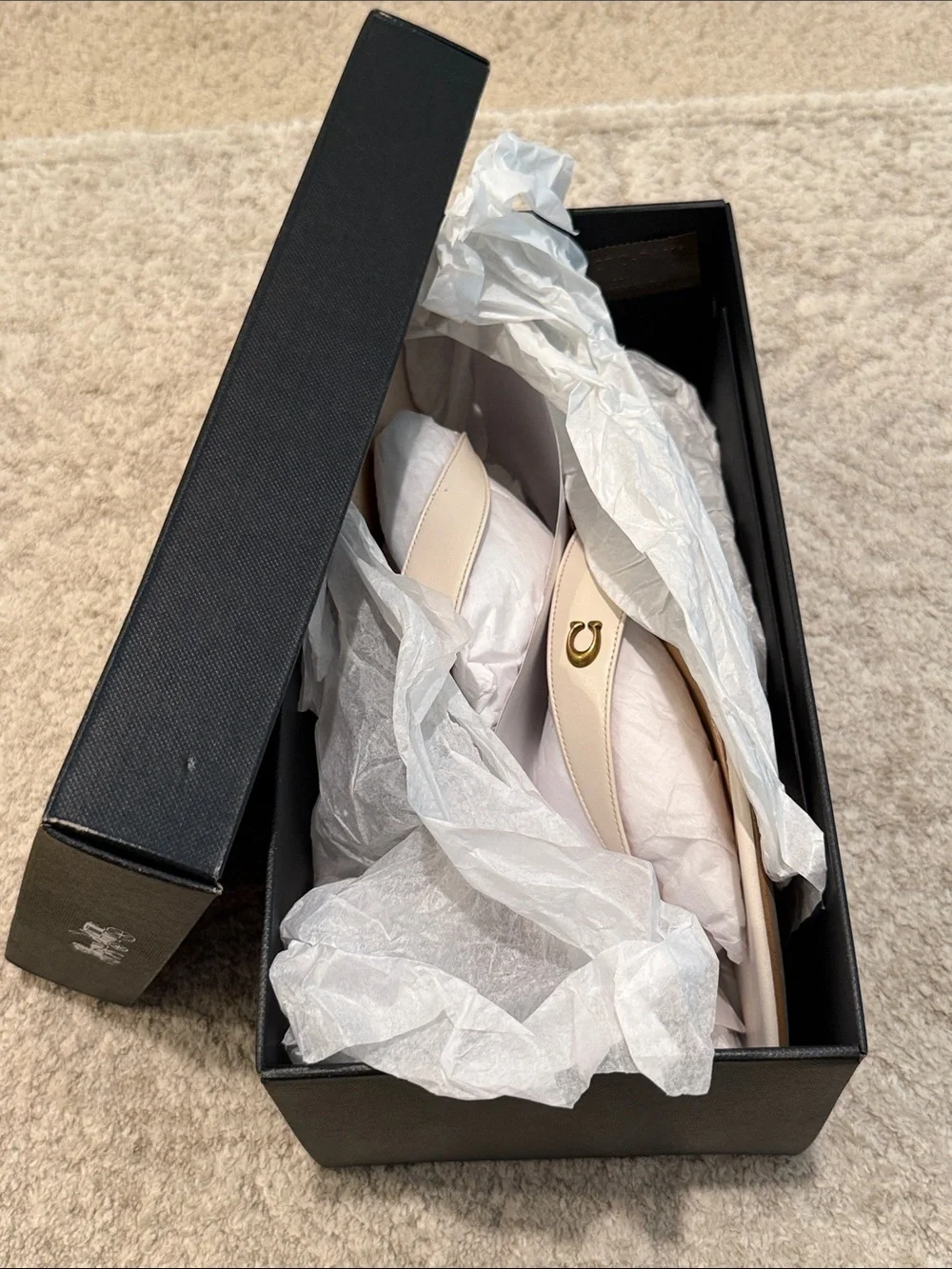 NIB COACH Audree LTR Sandal aside 9.5B Color is Chalk (CHK) Kitten Heel